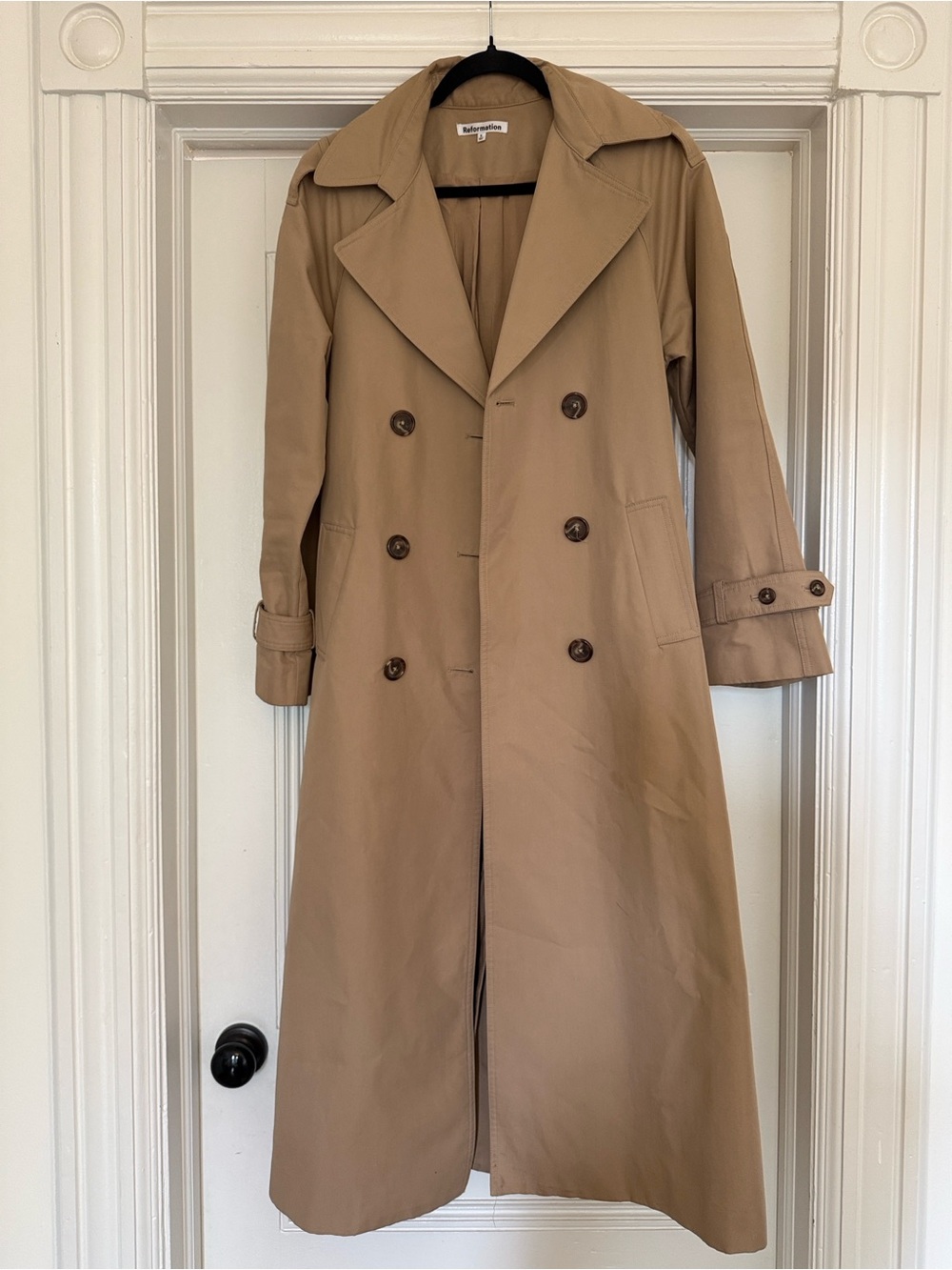 Reformation Classic Tan Double Breasted Kensington Trench Coat Size S
